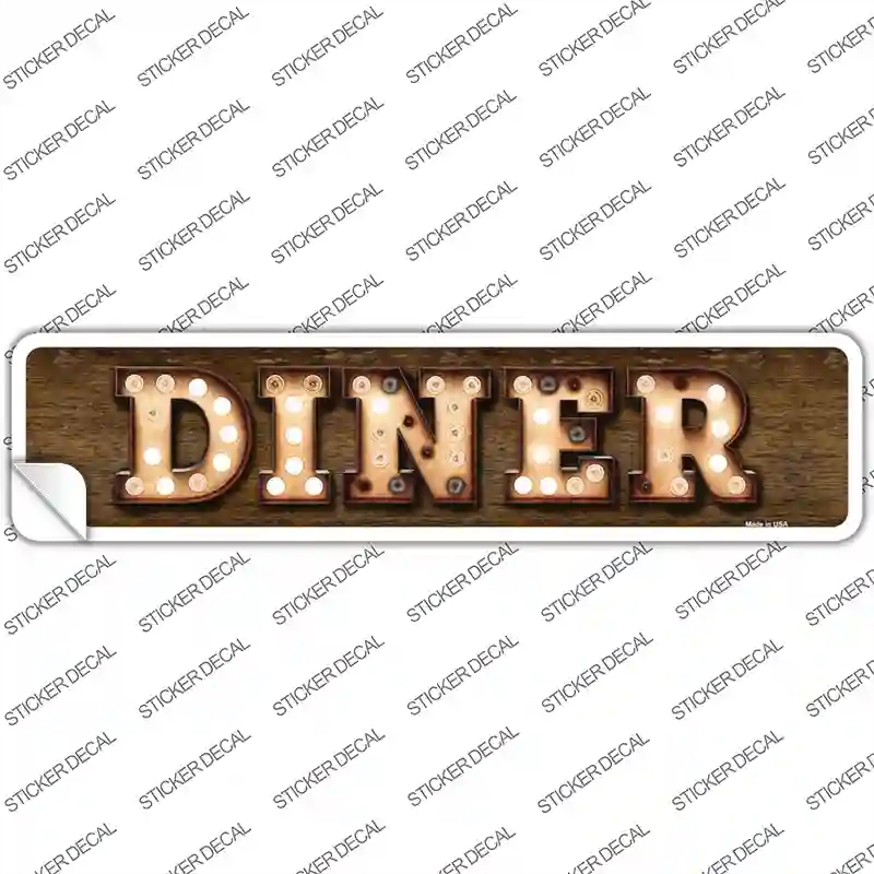 K-825s-L Diner Bulb Lettering Novelty Narrow Sticker Decal - Large