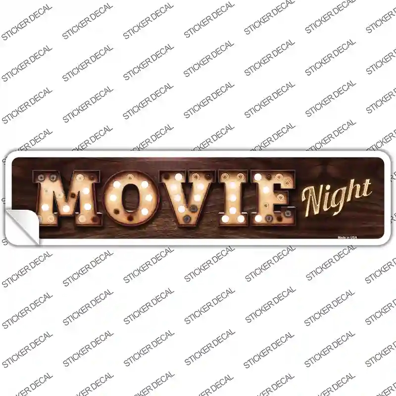 K-835s-L Movie Night Bulb Lettering Novelty Narrow Sticker Decal - Large