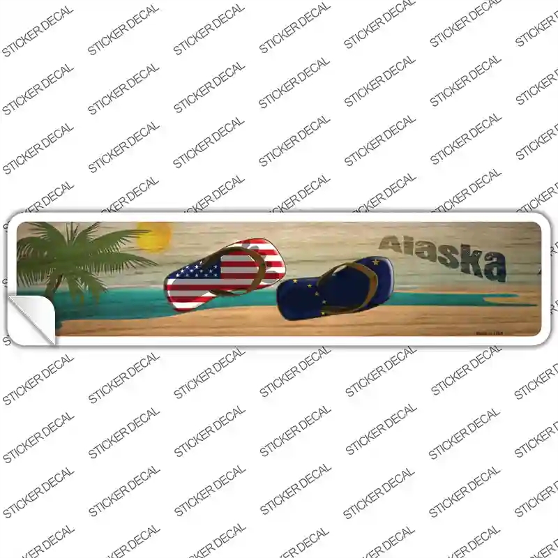 K-1475s-L Alaska & US Flag Novelty Narrow Sticker Decal - Large
