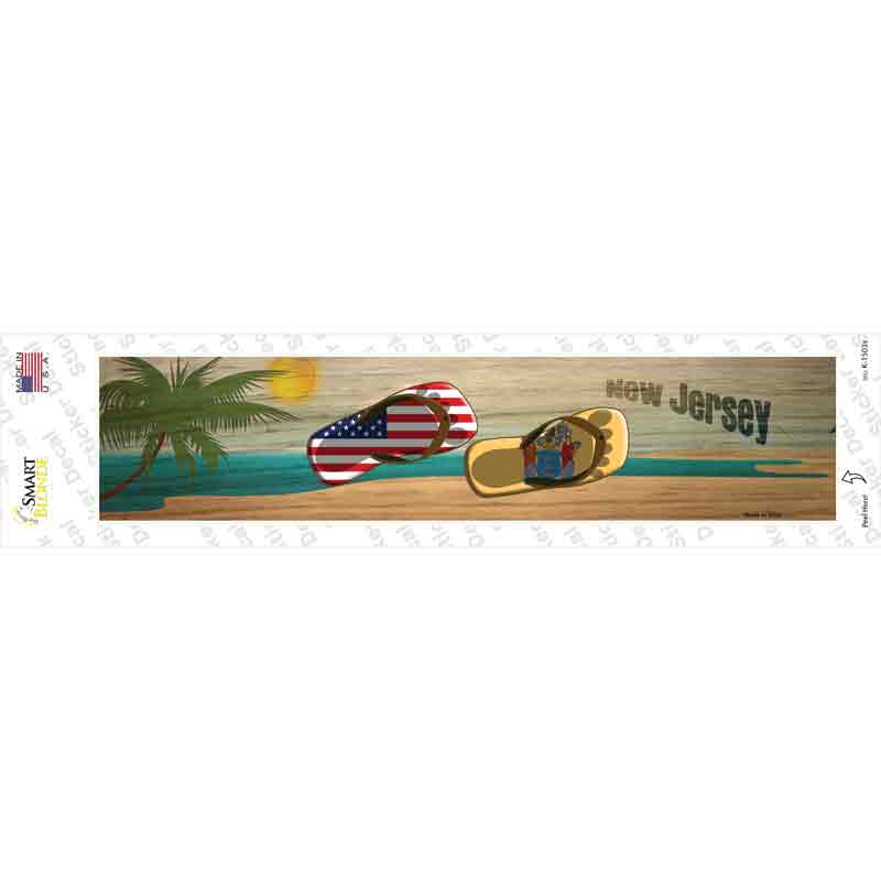 K-1503s-M   Jersey & US Flag Novelty Narrow Sticker Decal - Medium