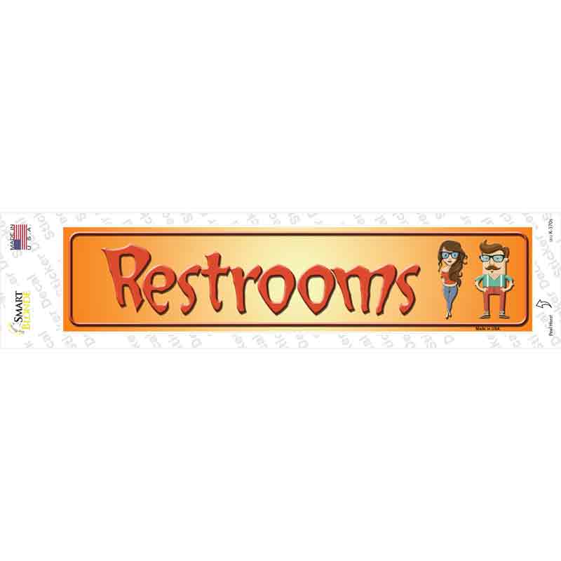 K-370s-M Restrooms Orange Novelty Narrow Sticker Decal - Medium