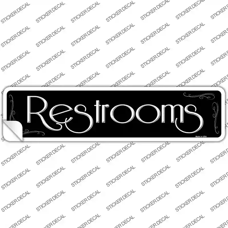 K-371s-S Restrooms Black Novelty Narrow Sticker Decal - Small