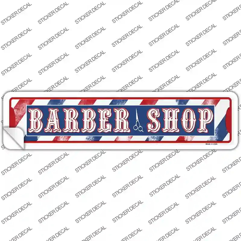 K-1885s-L Barber Shop Horizontal Novelty Narrow Sticker Decal - Large