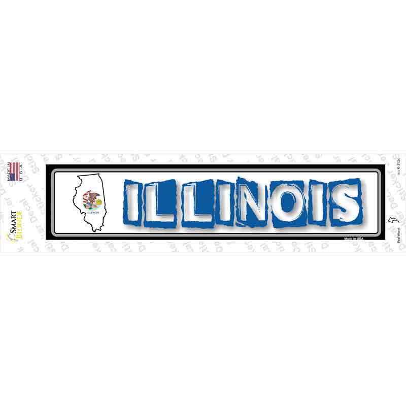 K-312s-M Illinois Outline Novelty Narrow Sticker Decal - Medium