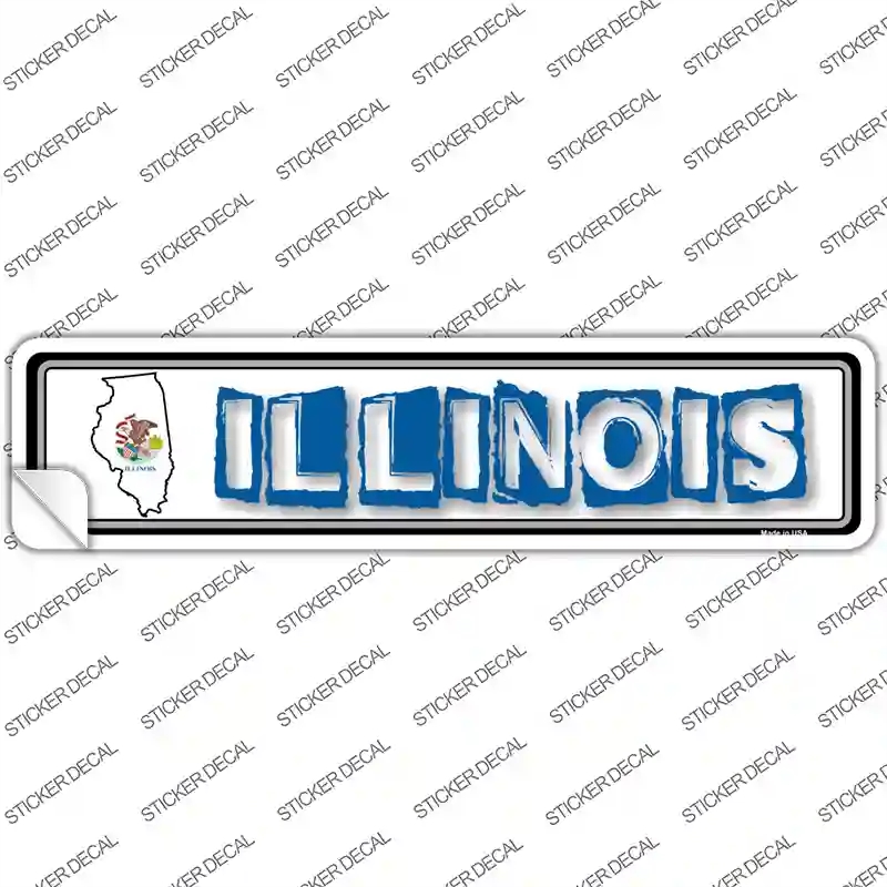 K-312s-S Illinois Outline Novelty Narrow Sticker Decal - Small