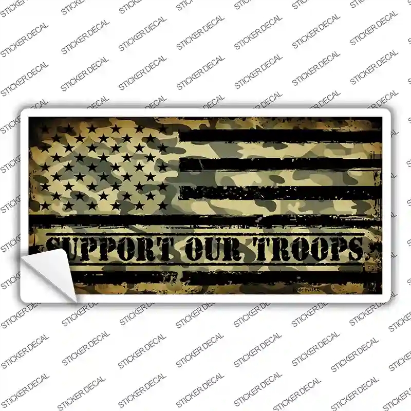 LP-10743s-XL Camo American Flag Support Troops Novelty Sticker Decal - Extra Large