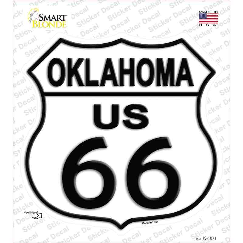 HS-107s-M Oklahoma Route 66 Novelty Highway Shield Sticker Decal - Medium
