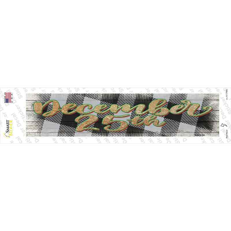 K-1799s-M December 25th White Novelty Narrow Sticker Decal - Medium
