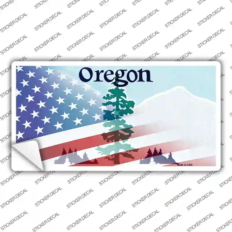 LP-12366s-S Oregon with American Flag Novelty Sticker Decal - Small