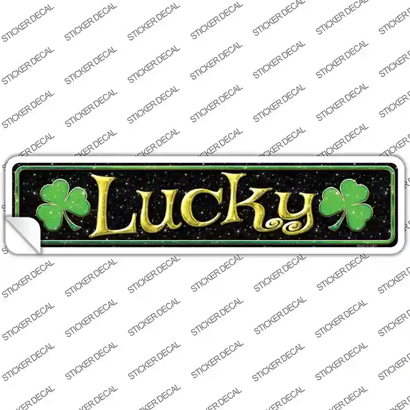 K-721s-S Lucky with Clovers Novelty Narrow Sticker Decal - Small
