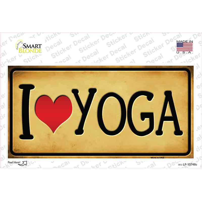 LP-10748s-M I Heart Yoga Novelty Sticker Decal - Medium