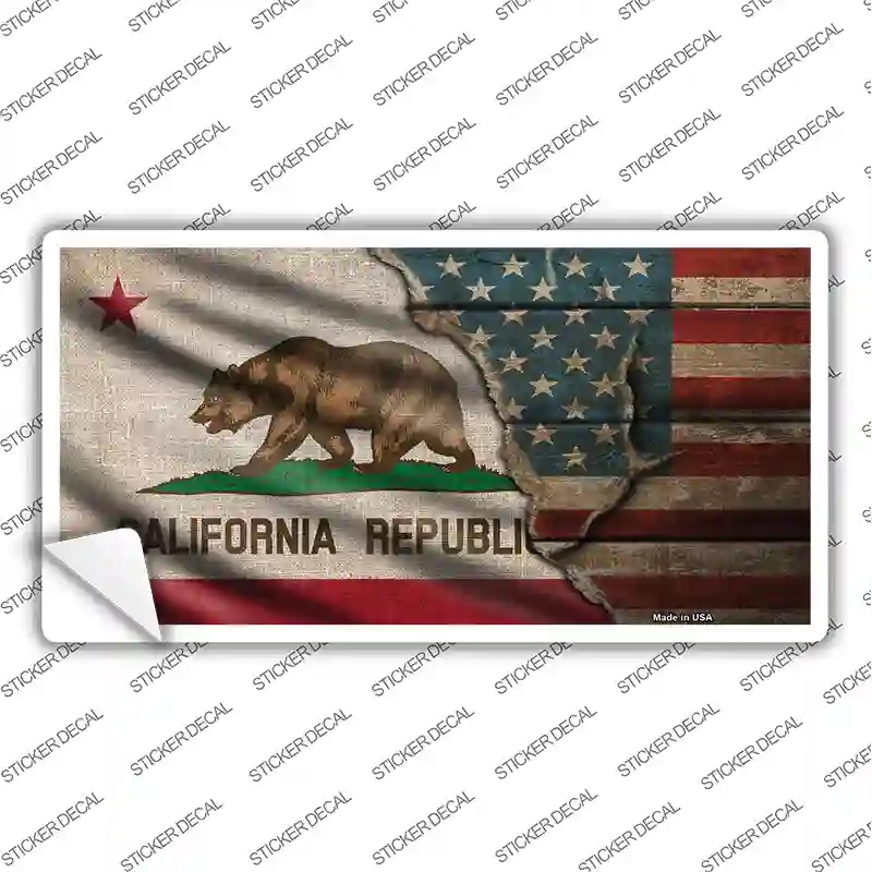 LP-12384s-S California & American Flag Novelty Sticker Decal - Small