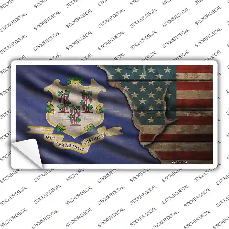 LP-12386s-S Connecticut & American Flag Novelty Sticker Decal - Small