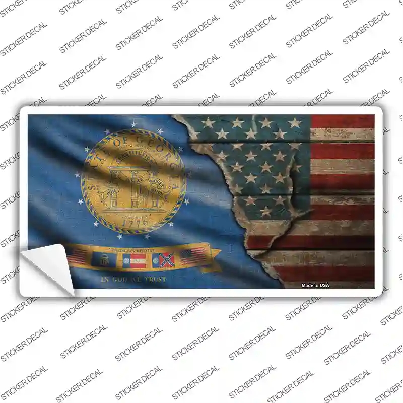 LP-12389s-S Georgia & American Flag Novelty Sticker Decal - Small