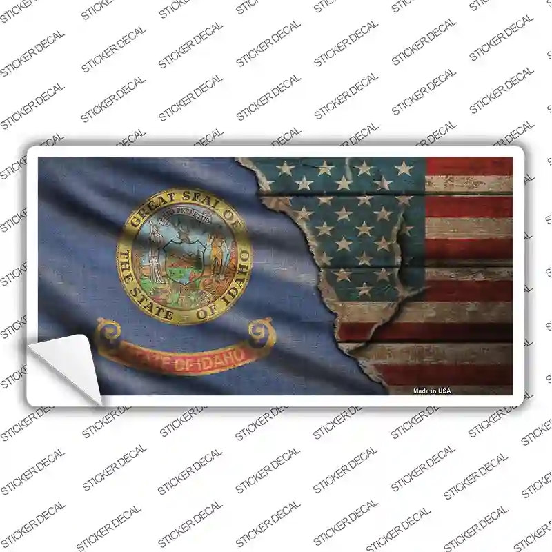 LP-12391s-S Idaho & American Flag Novelty Sticker Decal - Small