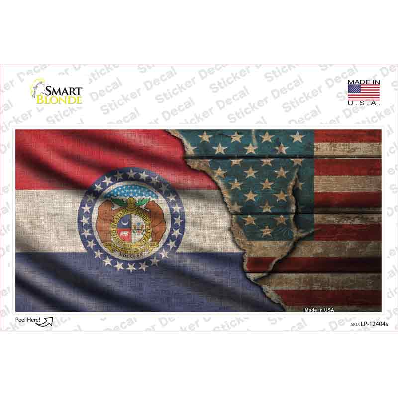 LP-12404s-M Missouri & American Flag Novelty Sticker Decal - Medium