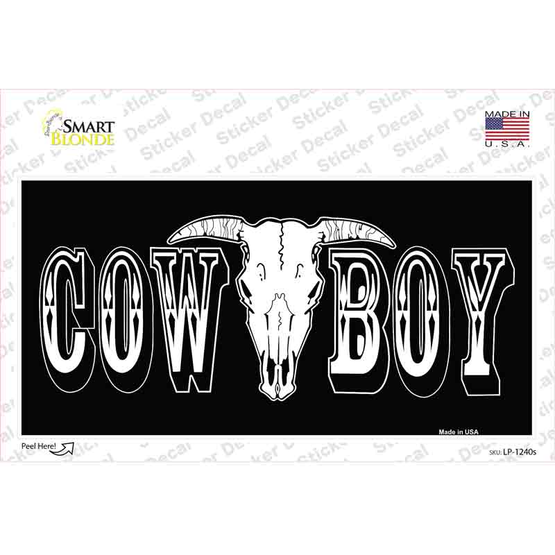 LP-1240s-M Cowboy Longhorn Skull Novelty Sticker Decal - Medium