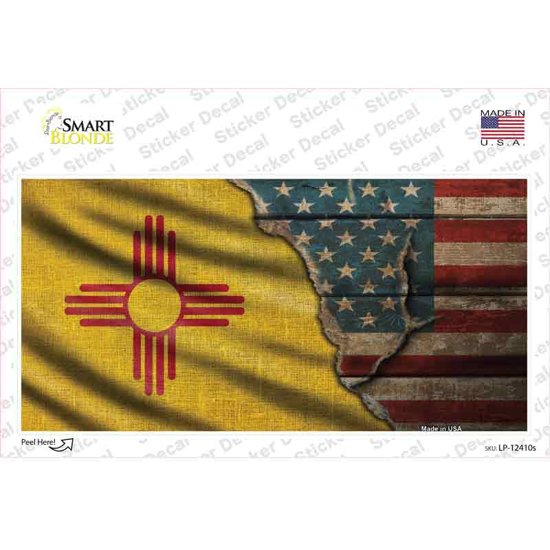 LP-12410s-M   Mexico & American Flag Novelty Sticker Decal - Medium