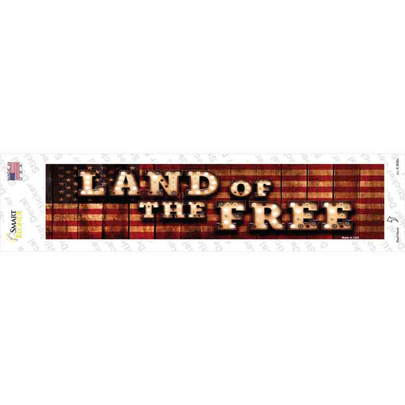 K-848s-M Land of the Free Bulb Lettering Novelty Narrow Sticker Decal - Medium