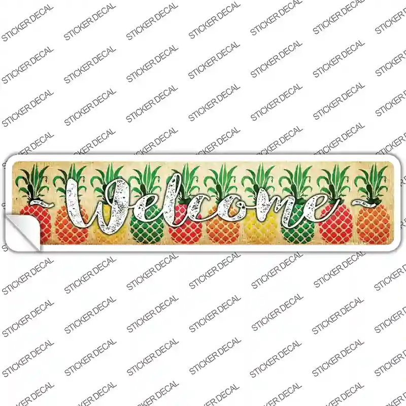 K-867s-S Welcome with Pineapples Novelty Narrow Sticker Decal - Small