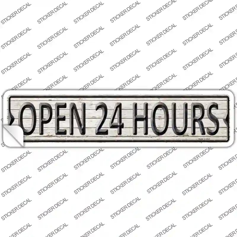 K-1339s-L Open 24 Hours Novelty Narrow Sticker Decal - Large