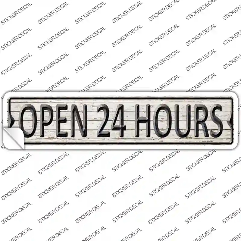K-1339s-S Open 24 Hours Novelty Narrow Sticker Decal - Small