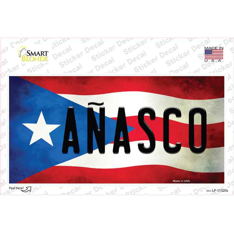LP-11320s-M Anasco Puerto Rico Flag Novelty Sticker Decal - Medium