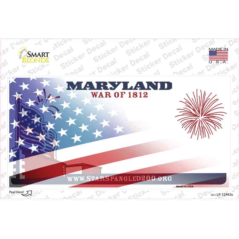 LP-12443s-M Maryland War American Flag Novelty Sticker Decal - Medium