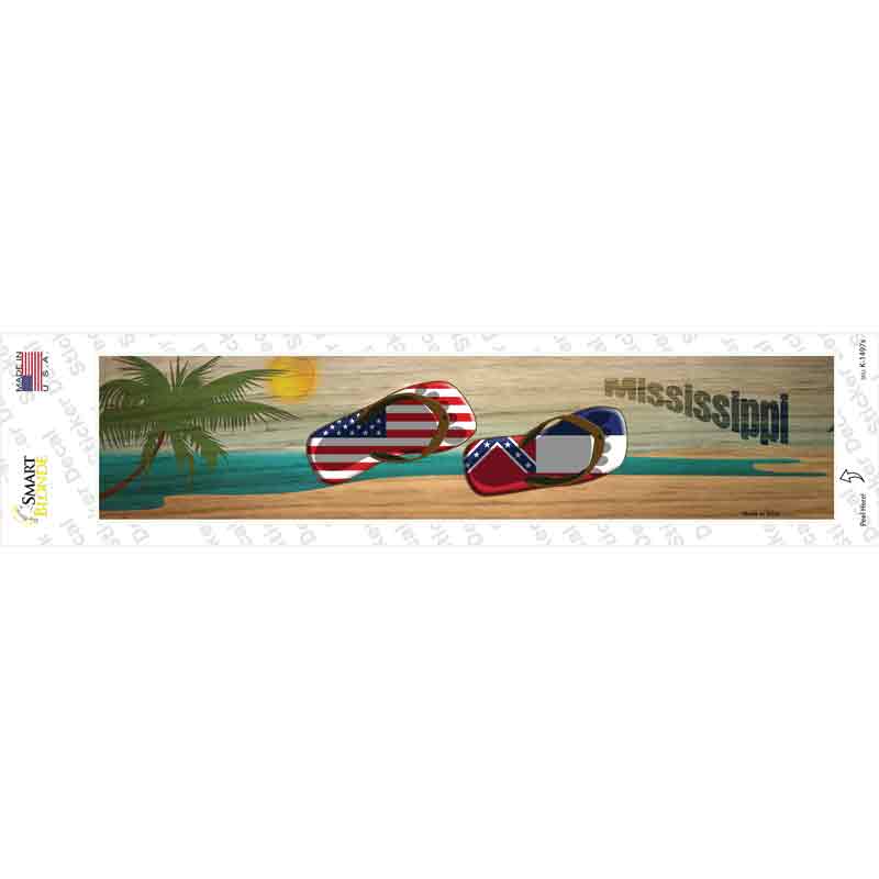 K-1497s-M Mississippi & US Flag Novelty Narrow Sticker Decal - Medium