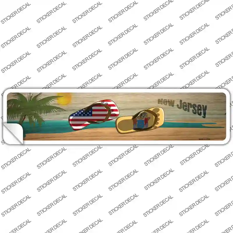K-1503s-S   Jersey & US Flag Novelty Narrow Sticker Decal - Small
