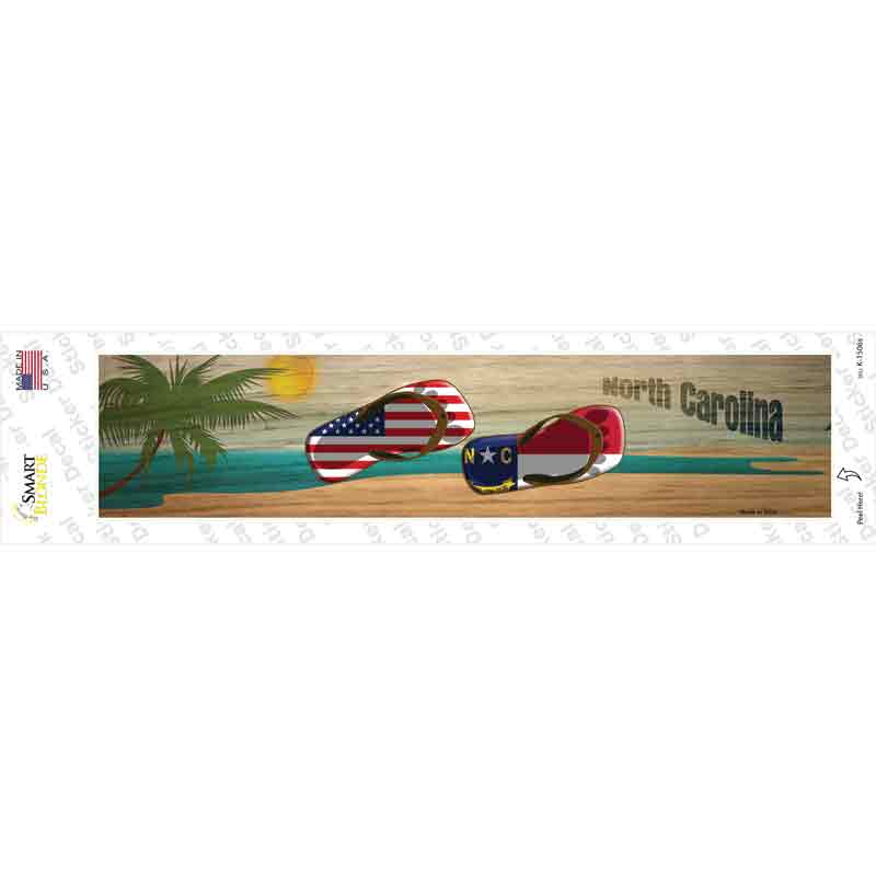 K-1506s-M North Carolina & US Flag Novelty Narrow Sticker Decal - Medium