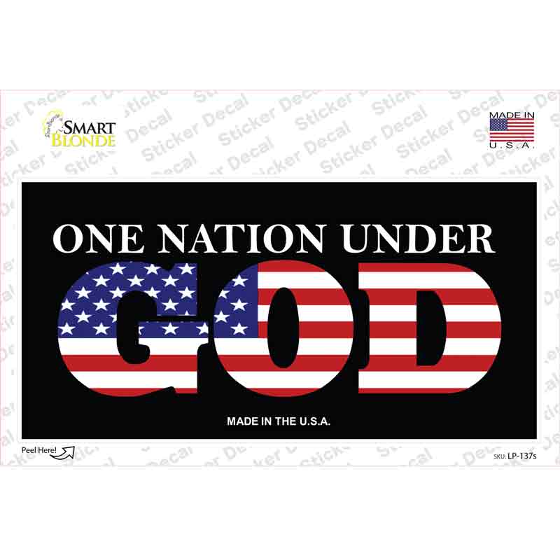 LP-137s-M One Nation Under God Flag Novelty Sticker Decal - Medium
