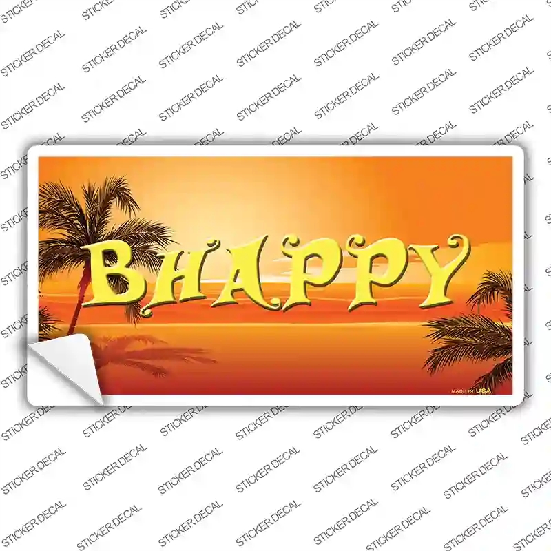 LP-11775s-S Be Happy Beach Scene Novelty Sticker Decal - Small