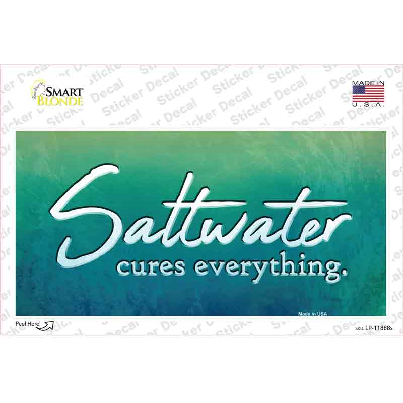 LP-11888s-M Saltwater Cures Everything Novelty Sticker Decal - Medium