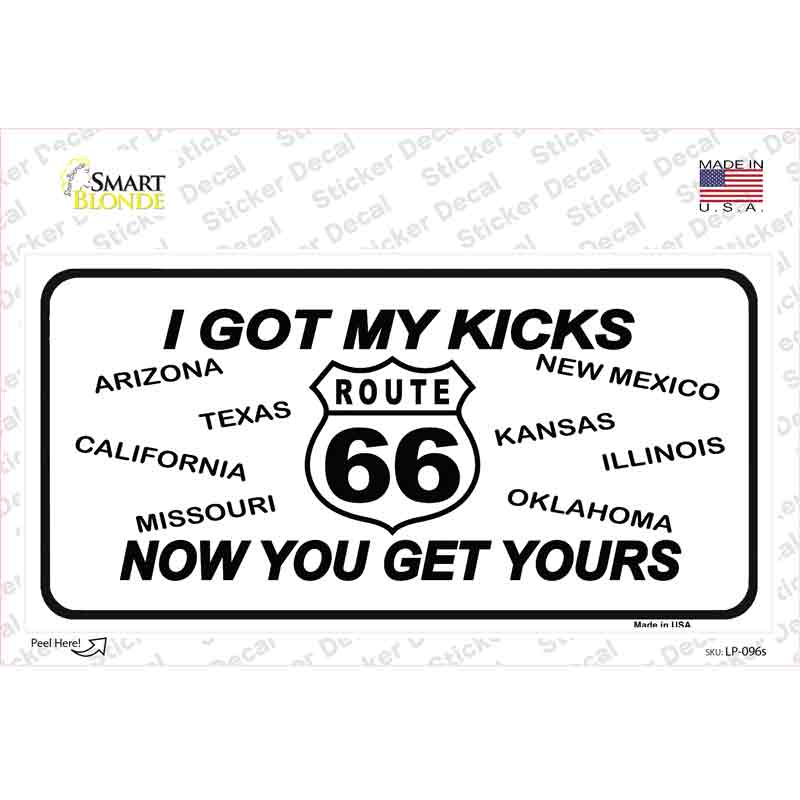 LP-096s-M I Got My Kicks Novelty Sticker Decal - Medium