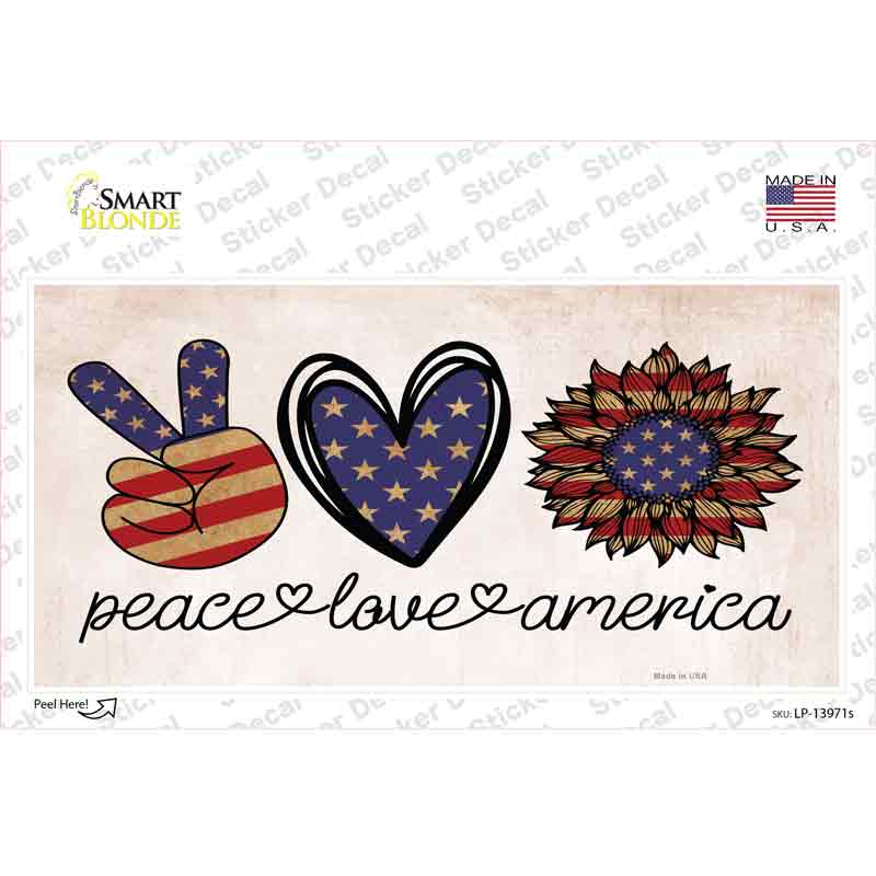 LP-13971s-M Peace Love America Novelty Sticker Decal - Medium