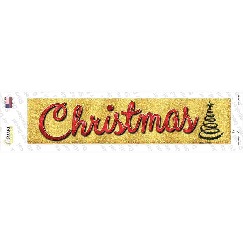 K-654s-M Christmas with Tree Novelty Narrow Sticker Decal - Medium