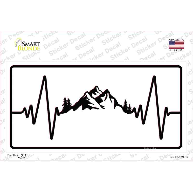 LP-13981s-M Mountains Heart Beat Novelty Sticker Decal - Medium