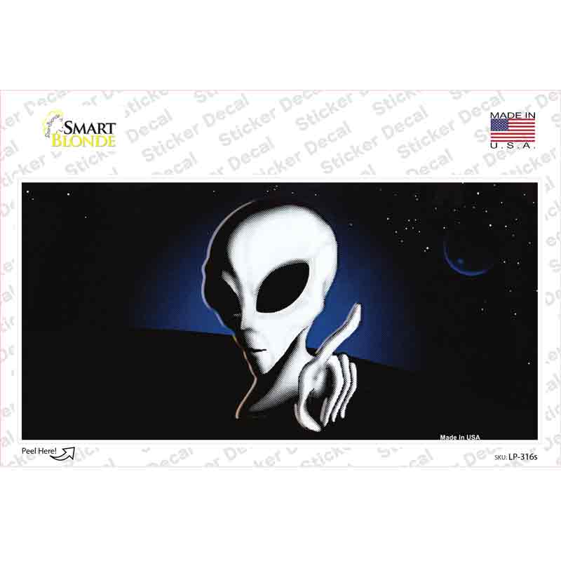 LP-316s-M Space Alien Novelty Sticker Decal - Medium