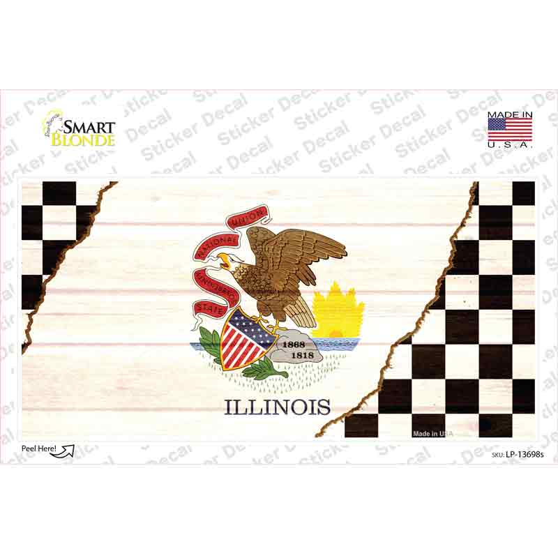LP-13698s-M Illinois Racing Flag Novelty Sticker Decal - Medium