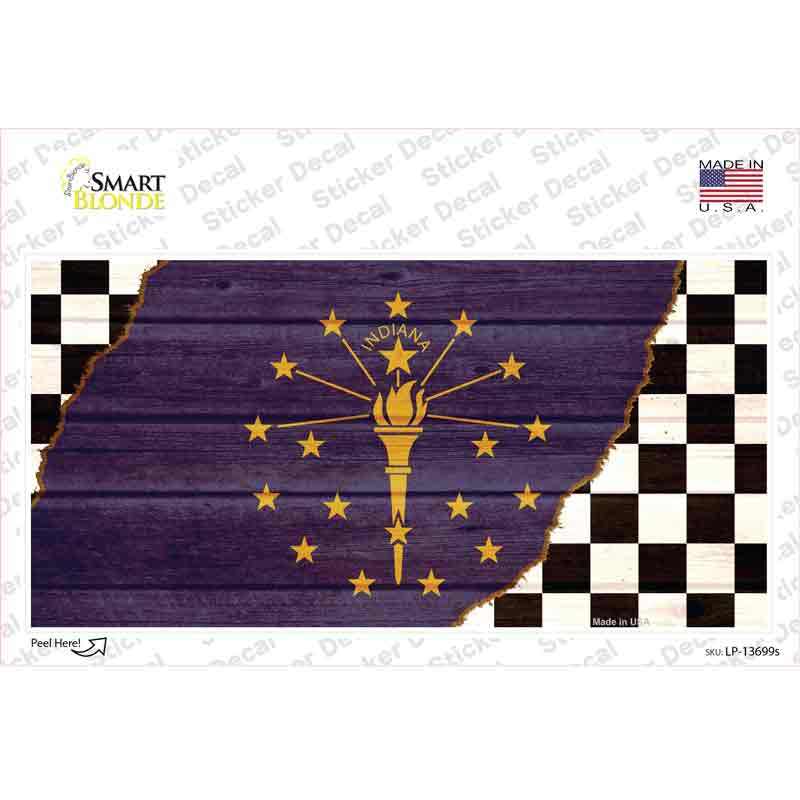 LP-13699s-M Indiana Racing Flag Novelty Sticker Decal - Medium