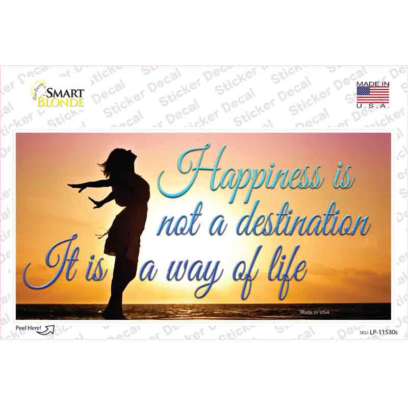 LP-11530s-M Happiness Way of Life Sunset Novelty Sticker Decal - Medium