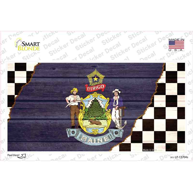 LP-13704s-M Maine Racing Flag Novelty Sticker Decal - Medium