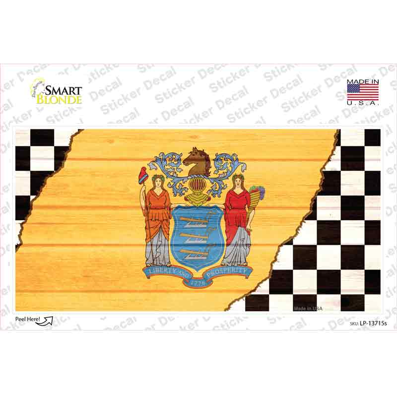 LP-13715s-M   Jersey Racing Flag Novelty Sticker Decal - Medium