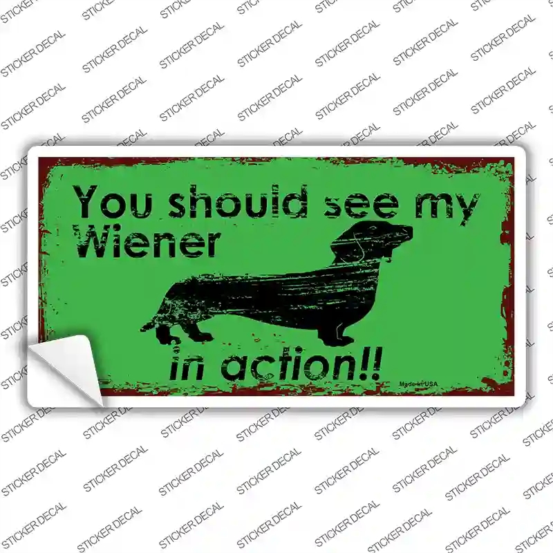 LP-11685s-L Wiener in Action Novelty Sticker Decal - Large