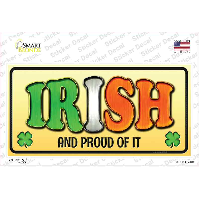 LP-11740s-M Irish & Proud Novelty Sticker Decal - Medium