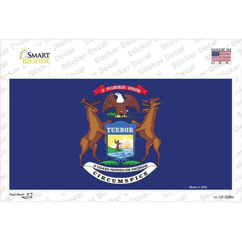 LP-3586s-M Michigan State Flag Novelty Sticker Decal - Medium