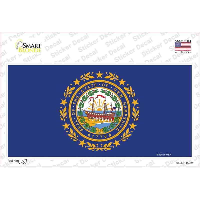 LP-3592s-M   Hampshire State Flag Novelty Sticker Decal - Medium