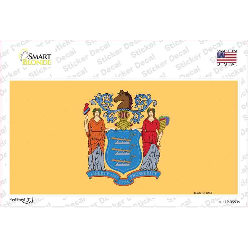 LP-3593s-M   Jersey State Flag Novelty Sticker Decal - Medium