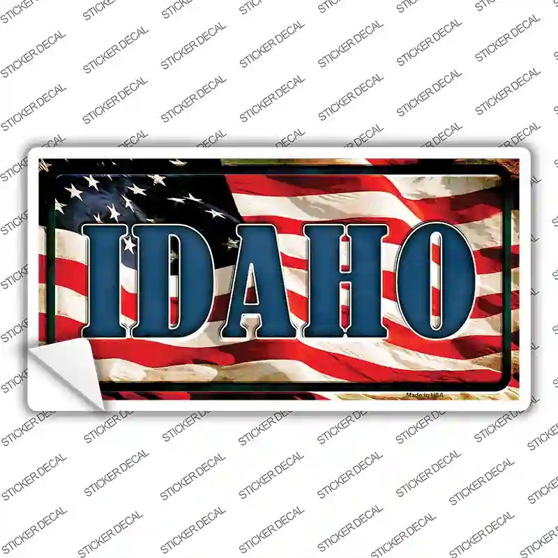 LP-3623s-S Idaho on American Flag Novelty Sticker Decal - Small
